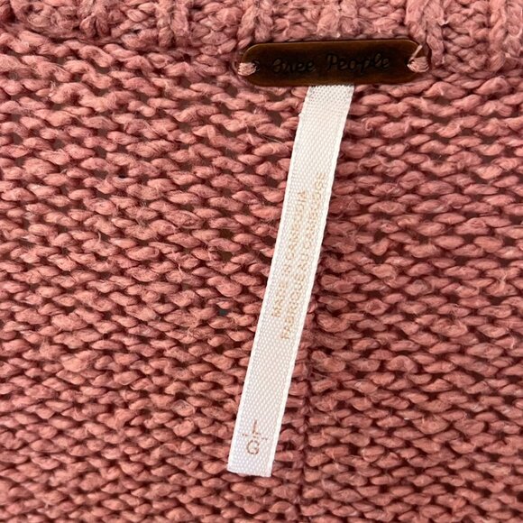 Free People Pink Over-Sized Brookside Slouchy Chunky Sweater Sz Lr - Picture 5 of 10